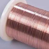 Pure copper wire on a spool, bare solid 99.9% copper conductor with no insulation