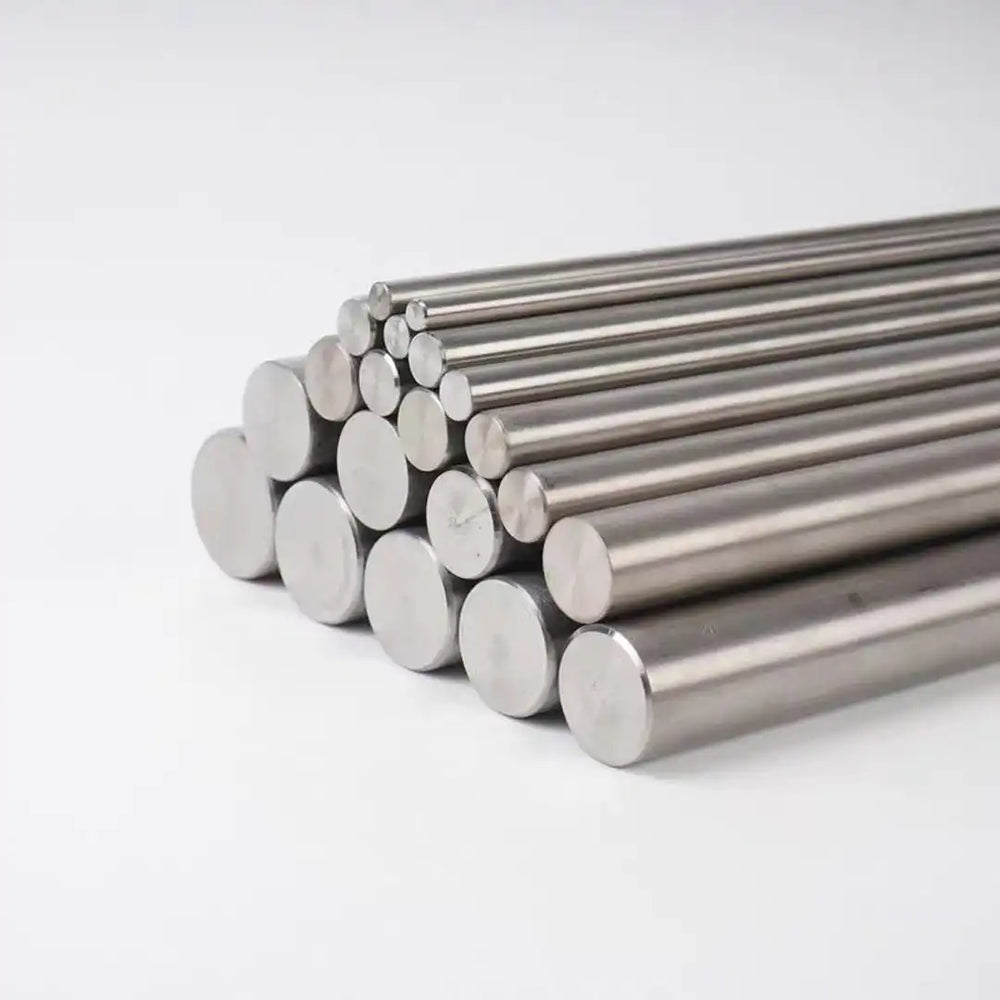 Solid titanium alloy bar stock in various diameters, Gr2 and Gr5 grades available